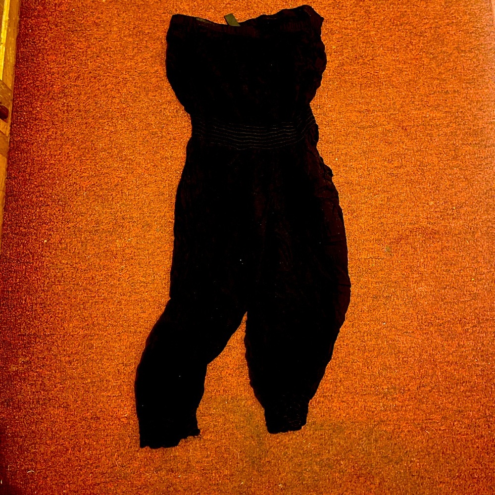 Black strapless romper